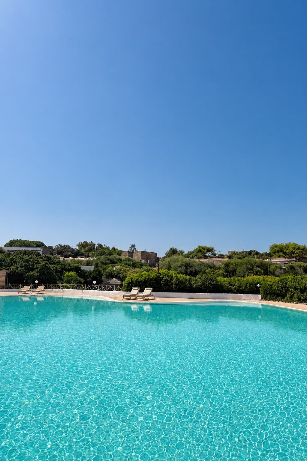 La piscina panoramica sotto il cielo d'estate